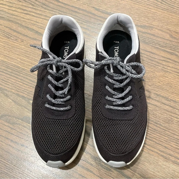 TOMS Arroyo Black Canvas Mesh Retro Inspired Lace Up Sneakers Women 8.5 - Picture 2 of 10